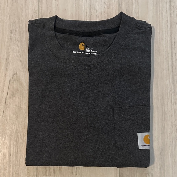 Men’s Carhartt Heathered Charcoal Cotton Pocketed Short Sleeve Tee - Picture 10 of 10